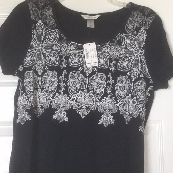 Christopher & Banks Indigo Puff Print Tee NewTags - Picture 2 of 5